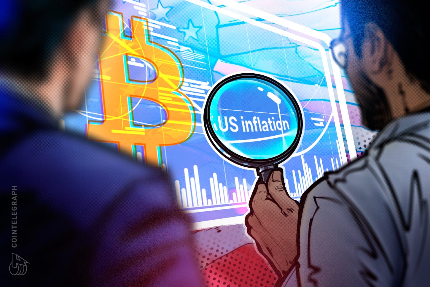 美国6月CPI数据公布后，比特币价格走势与通胀指标示意图