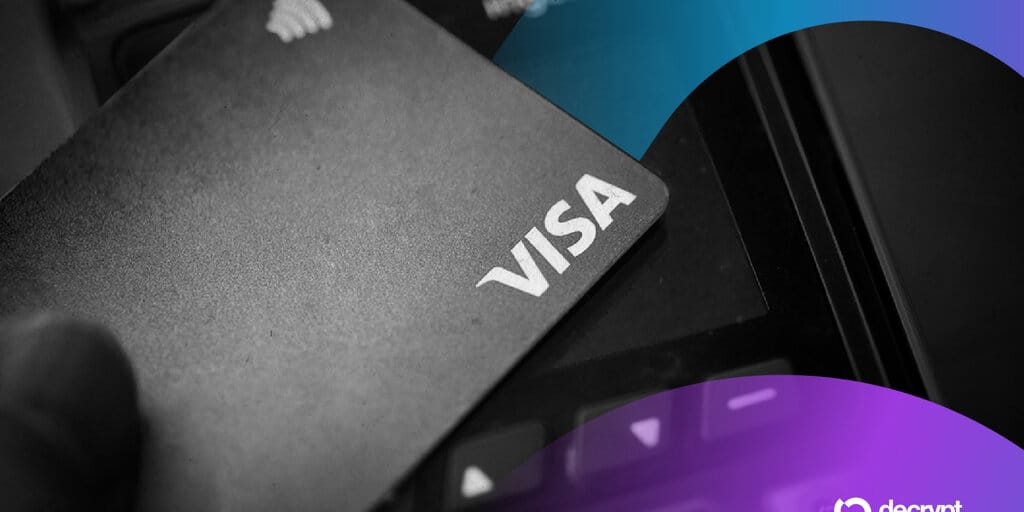 Visa 稳定币平台 VSP 概念图，展示银行与金融科技公司通过Visa网络接入稳定币支付与资金管理