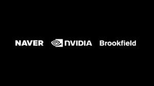 NAVER、英伟达与 Brookfield 合作扩大韩国 AI 算力工厂的发布会现场示意