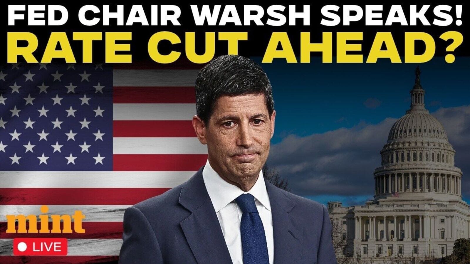 美联储主席 Kevin Warsh 在杰克逊霍尔会议演讲台前,背景为美债收益率曲线变化示意图,对应文章关于 2 年期收益率单日跳升 12bp 的核心事实。