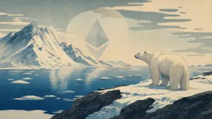 Platåberget 测试网网络拓扑示意，连接 Ethereum 基金会标识与 Glamsterdam 升级版本号
