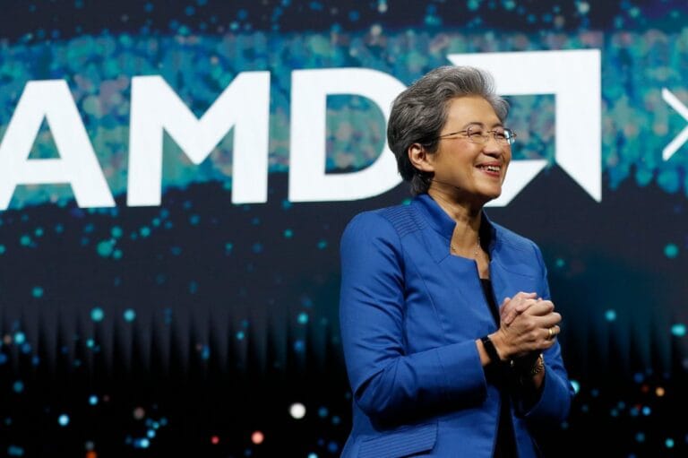 AMD 公司 CEO 与公司债发行概念图,象征 AI 资本开支通过公司债市场融资