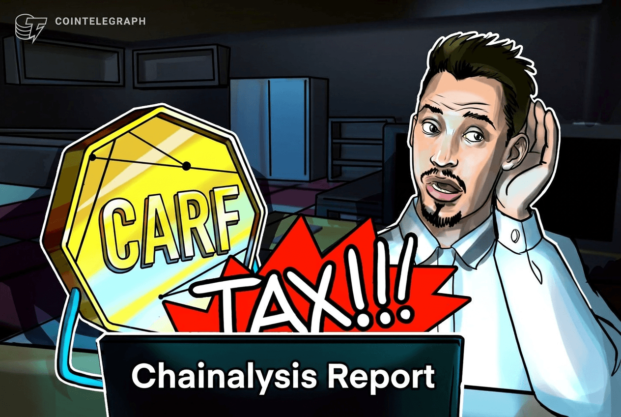 Chainalysis 报告数据可视化图表:链上潜在应税加密活动 4570 亿美元区域分布与 CARF 14% 覆盖比例