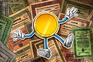 加密 ETF 与 SEC 监管文件桌面布局的概念图