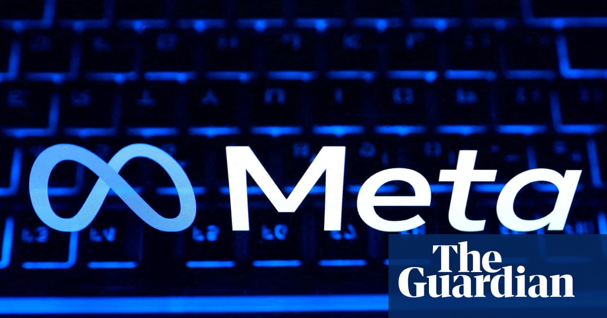 蓝色屏幕上的Meta标志，象征Meta拟以股权融资支持AI基础设施扩张及其对科技股资本结构分化的影响