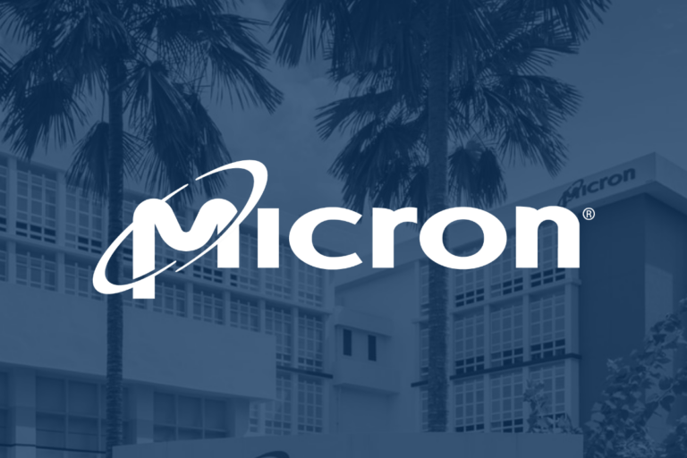 Micron logo on a dark background, illustrating the memory chip sector facing structural pressure from Chinese DRAM and NAND entrants